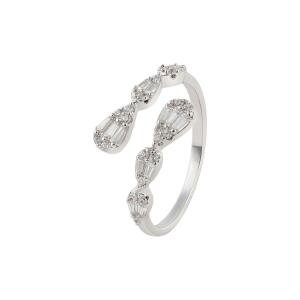 Crystal Pear Silver Ring image 0