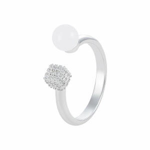 Silver Toned Pearl Ring image 0