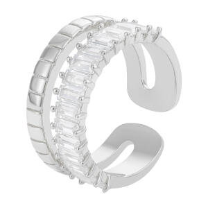 Silver Toned Emerald Ring image 0