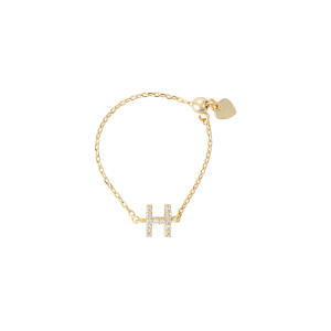 Gold Toned Letters Ring-H image 0