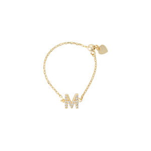 Gold Toned Letters Ring-M image 0