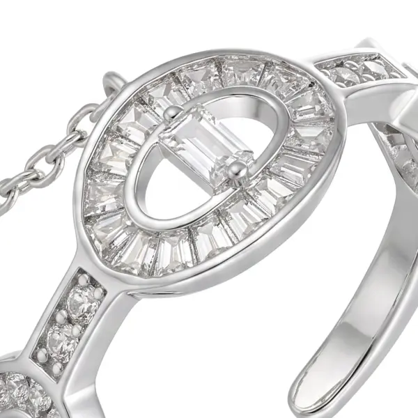 خاتم فضة مزدوج بتصميم بيضاوي image 3