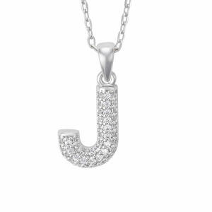 Silver Toned Letters Necklace-J image 1