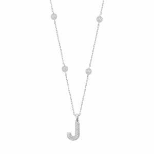 Silver Toned Letters Necklace-J image 0