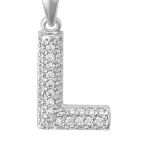 Silver Toned Letters Necklace-L image 2