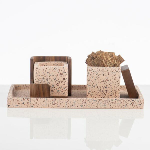 MUBKHAR SQUARE WOOD PINK SET -WITH NAME-WITH BAKHUR image 0