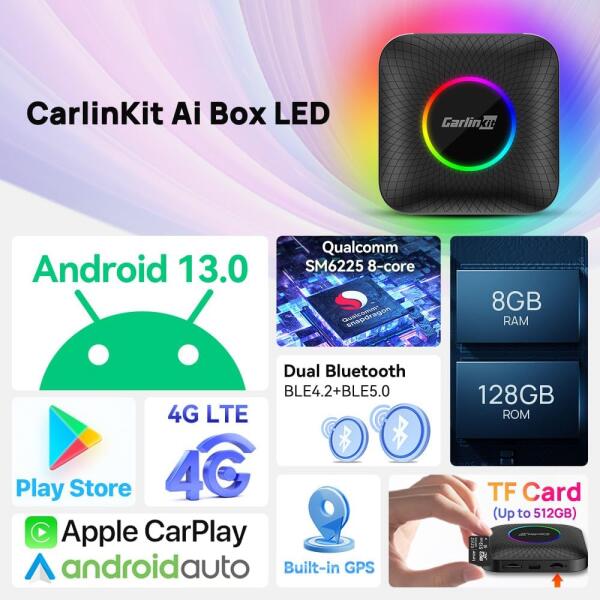 كارلينكت اندرويد تي بوكس امبينت، كوالكوم 6225 مع 8+128GB، شبكة اتصال خلوية، 4G، فيديو IPTV، بطاقة SIM/TF، تطبيقات تحميل جوجل بلاي، مناسب فقط لسيارات كاربلاي السلكية image 4
