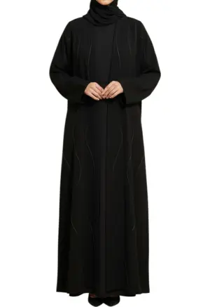 عباية سوداء بتطريز فاخر – صيفي image 0