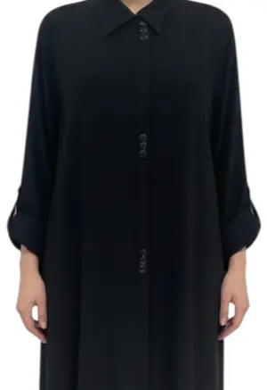 عباية سوداء كلاسيك بأزرار أمامية – Abaya Style image 1