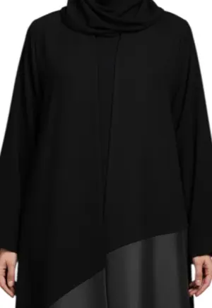 عباية سوداء بتصميم ساتان عصري – Basic Abaya image 1