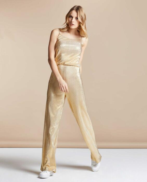 Women's long pants in gold, for spring/summer, formal wear for holiday parties and vacation trips image 0