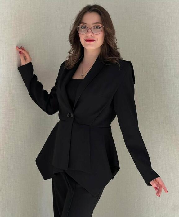 بدلة نسائية بأكمام طويلة بتصميم مميز متعدد الطبقات على جانبي الخصر، وبنطلون مستقيم بخصر مرتفع، طراز أنيق للنساء لارتدائه في المكتب والمناسبات image 8