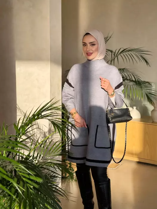 Knitted Blouse - Light Grey - Fs image 1