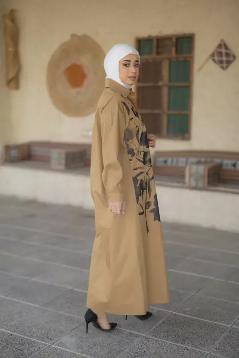 فستان قطني عصري - بيج - 1 image 3