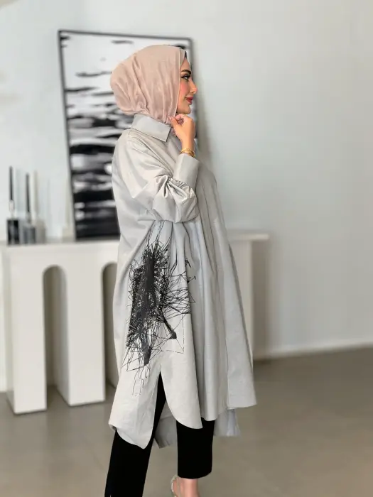 قميص لنن نسائي بقصة واسعة image 8