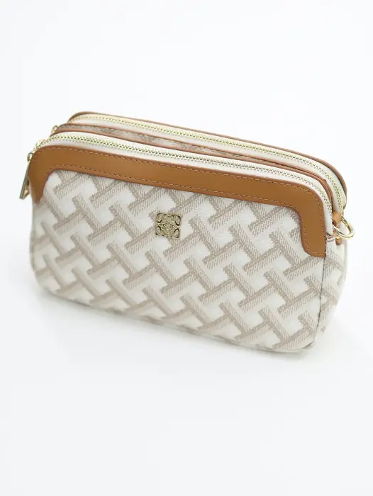 Patterned Double Zipper Shoulder Bag image 2
