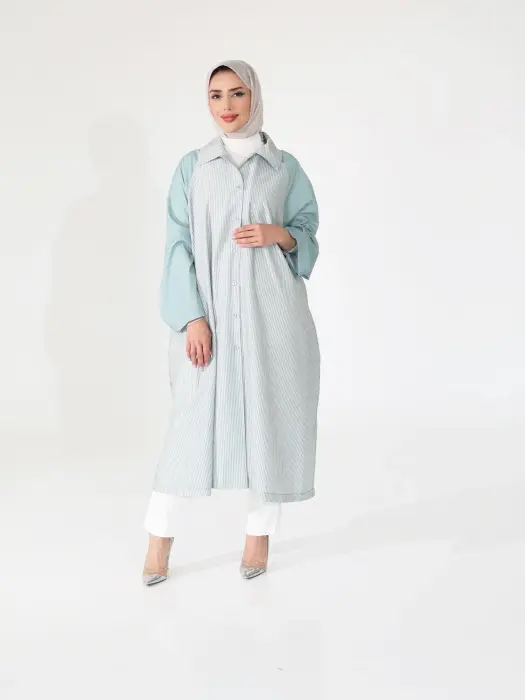 فستان قصير مخطط للمحجبات image 0