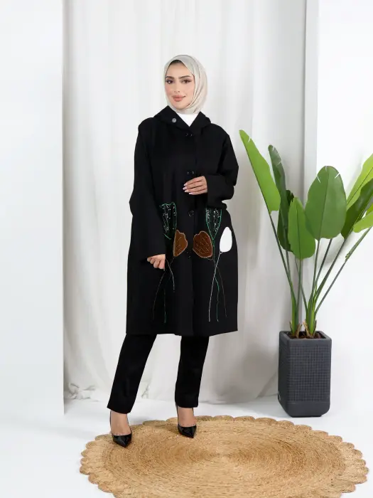 Cotton jacket with a hood - black - fs image 0