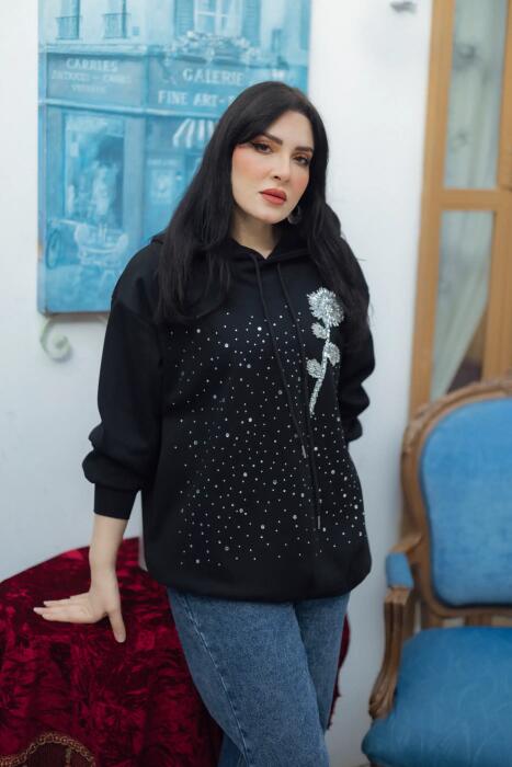بلوزة من قماش التريكو - اسود - FS image 2