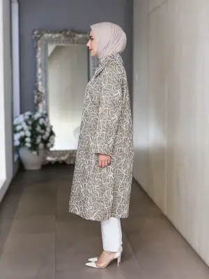 جاكيت طويل من البوبلين-كاكي-2 image 1