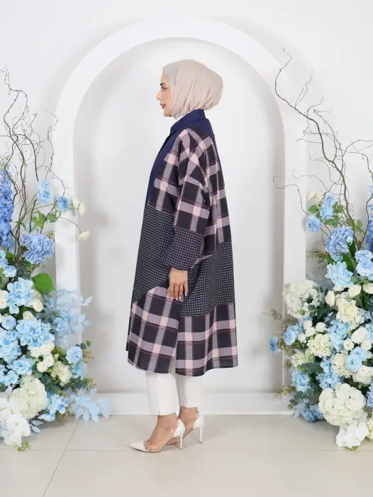 Long shirt with distinctive design - Navy - FS image 1