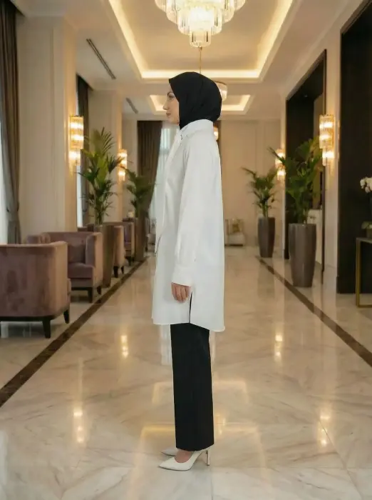 قميص من القطن مع وشاح image 4