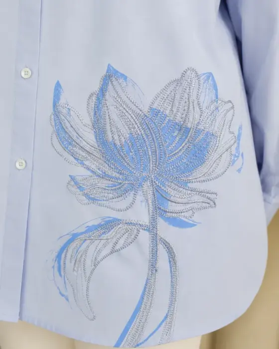 Cotton shirt with two roses image 11