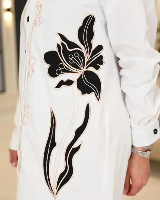Shirt with lily flower embroidery image 7