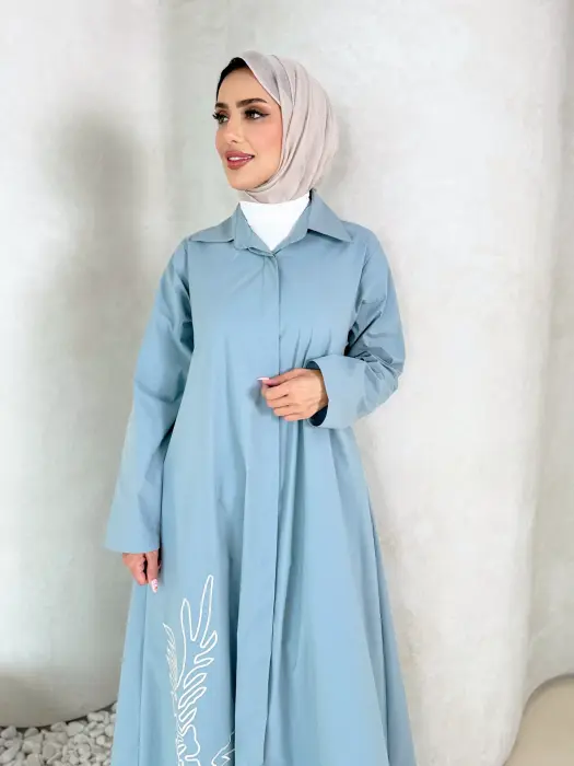 فستان قطن بوبلين طويل image 11