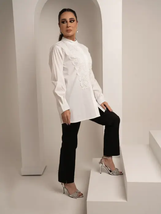Cotton Shirt With Lace image 4