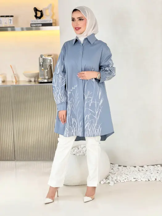 Embroidered cotton shirt image 8