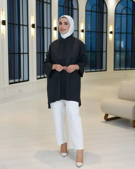 قميص من التنسل الأنيق-اسود-FS image 0