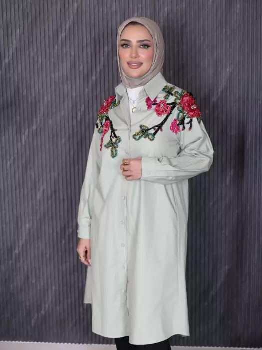 قميص نسائي طويل من القطن image 2