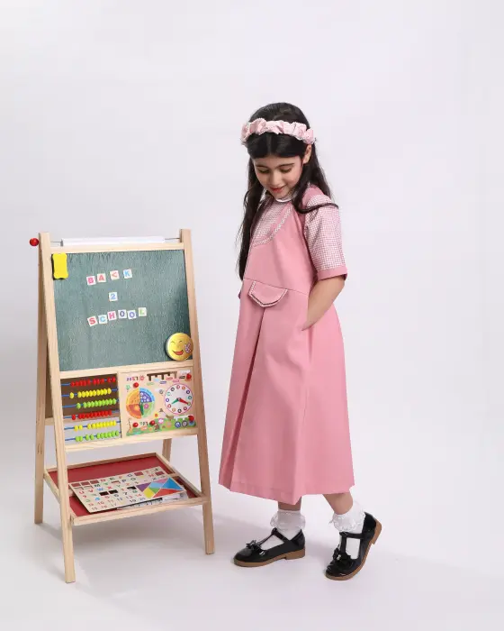 Full school uniform with half sleeves and a hoodie - Pink - 5 image 1