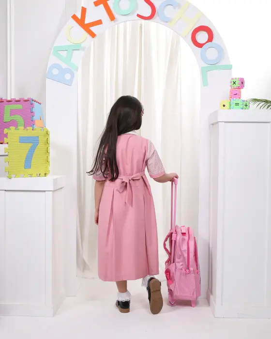 Full school uniform with half sleeves and a hoodie - Pink - 5 image 3