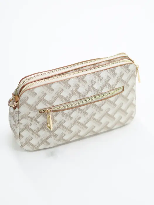 Patterned Double Zipper Shoulder Bag image 3