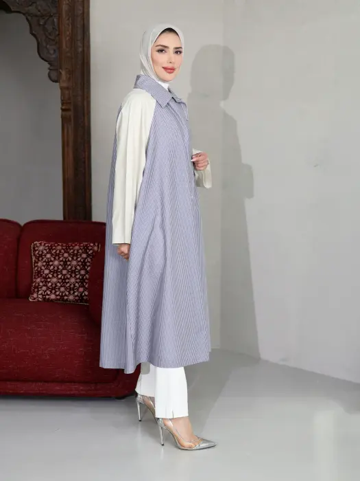 فستان قصير مخطط للمحجبات image 5