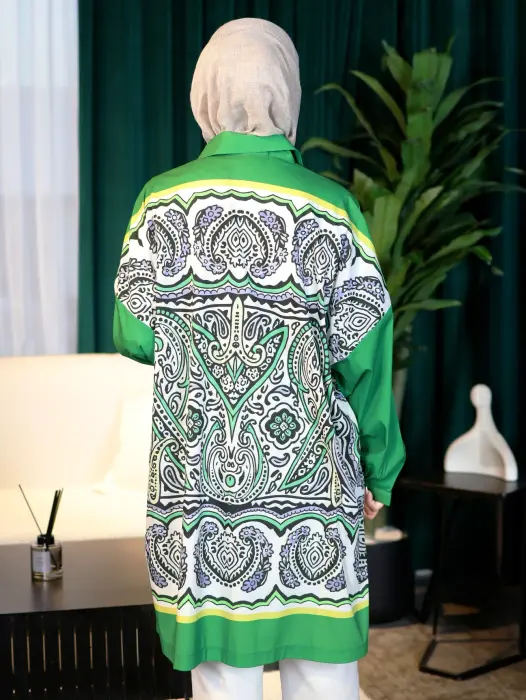 Distinctive cotton shirt - Green - FS image 3