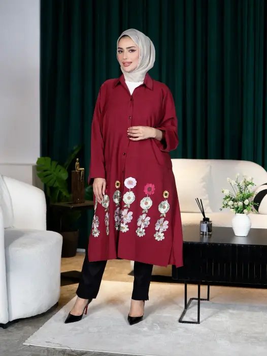 Long shirt made of soft tensile fabric image 4