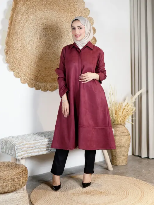 Long shirt made of raw suede image 0