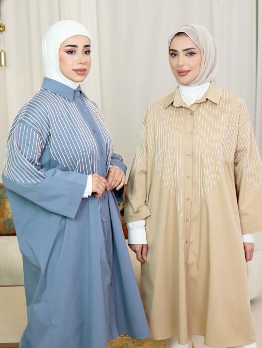 قميص نسائي طويل من القطن البارد image 1