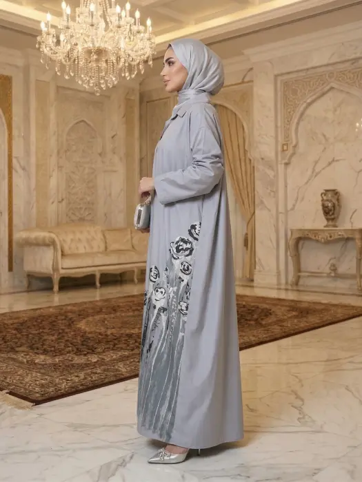 فستان قطني طويل بطبعة أنيقة image 1