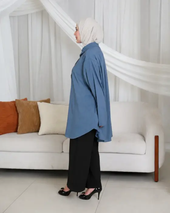 قميص كاجوال مخطط-تركواز-FS image 1