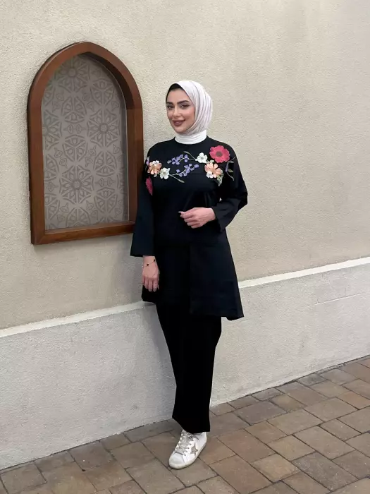 بلوزة أنيقة من التريكو - اسود - 2 image 0