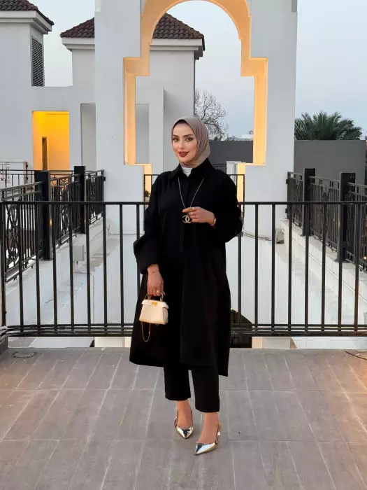 قميص طويل من الشامواه - اسود - 1 image 0