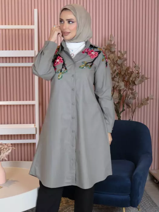 قميص نسائي طويل من القطن image 4