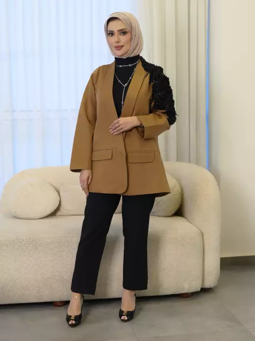 Crepe jacket with lace image 0