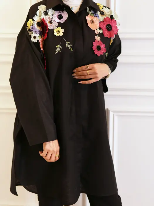 قميص من اللنن مع ورد وشك image 7