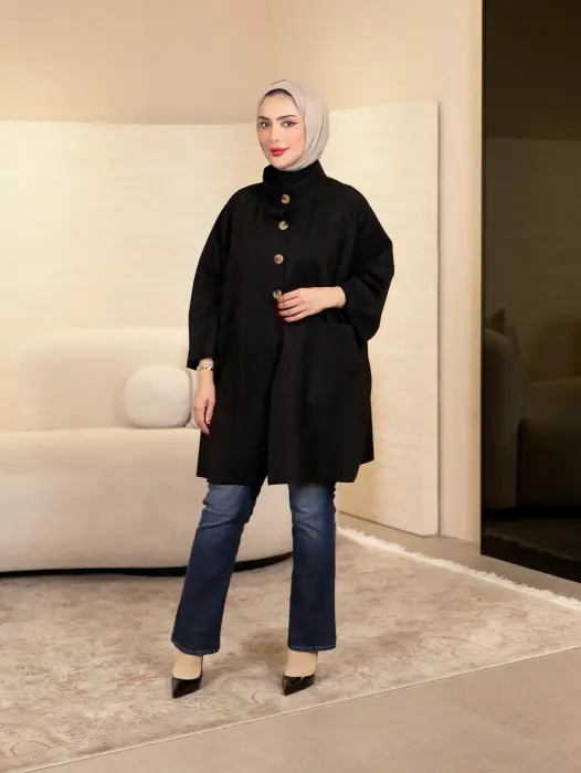 جاكيت شتوي من خام الشامواه - اسود - FS image 0
