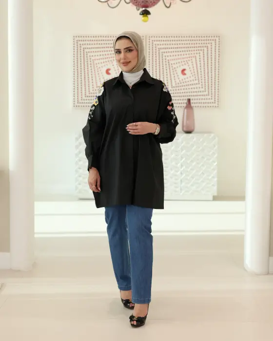 قميص فضفاض نسائي بتطريزات منسدلة image 12